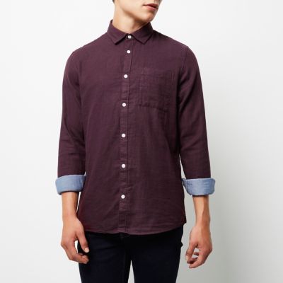 Burgundy double faced casual shirt